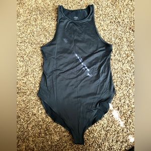 Girlfriend Collective navy high cut body suit